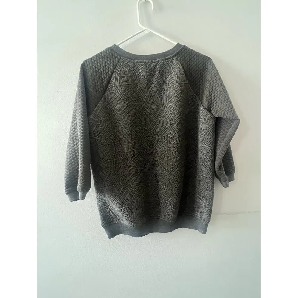 Market & Spruce Sweater Women’s XS Gray Torrence Textured Knit Crewneck Raglan - Image 3