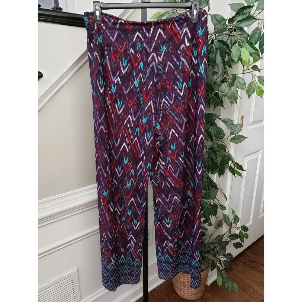Cato Women's Wide Leg Palazzo Pants Size 2X 18W Boho Tribal Print Stretch - Image 4