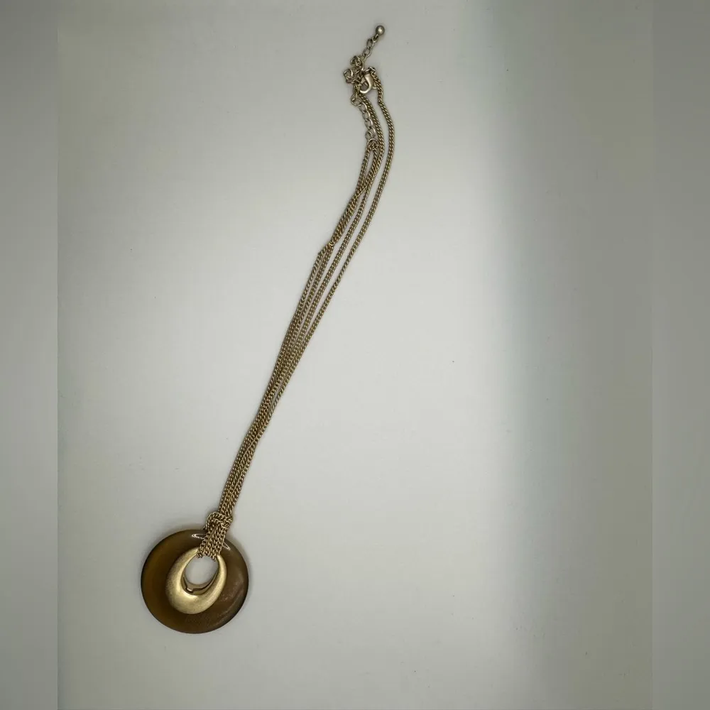 Lia Sophia Glass Cat's Eye Round Pendent
Gold Chain Necklace Brown - Image 2