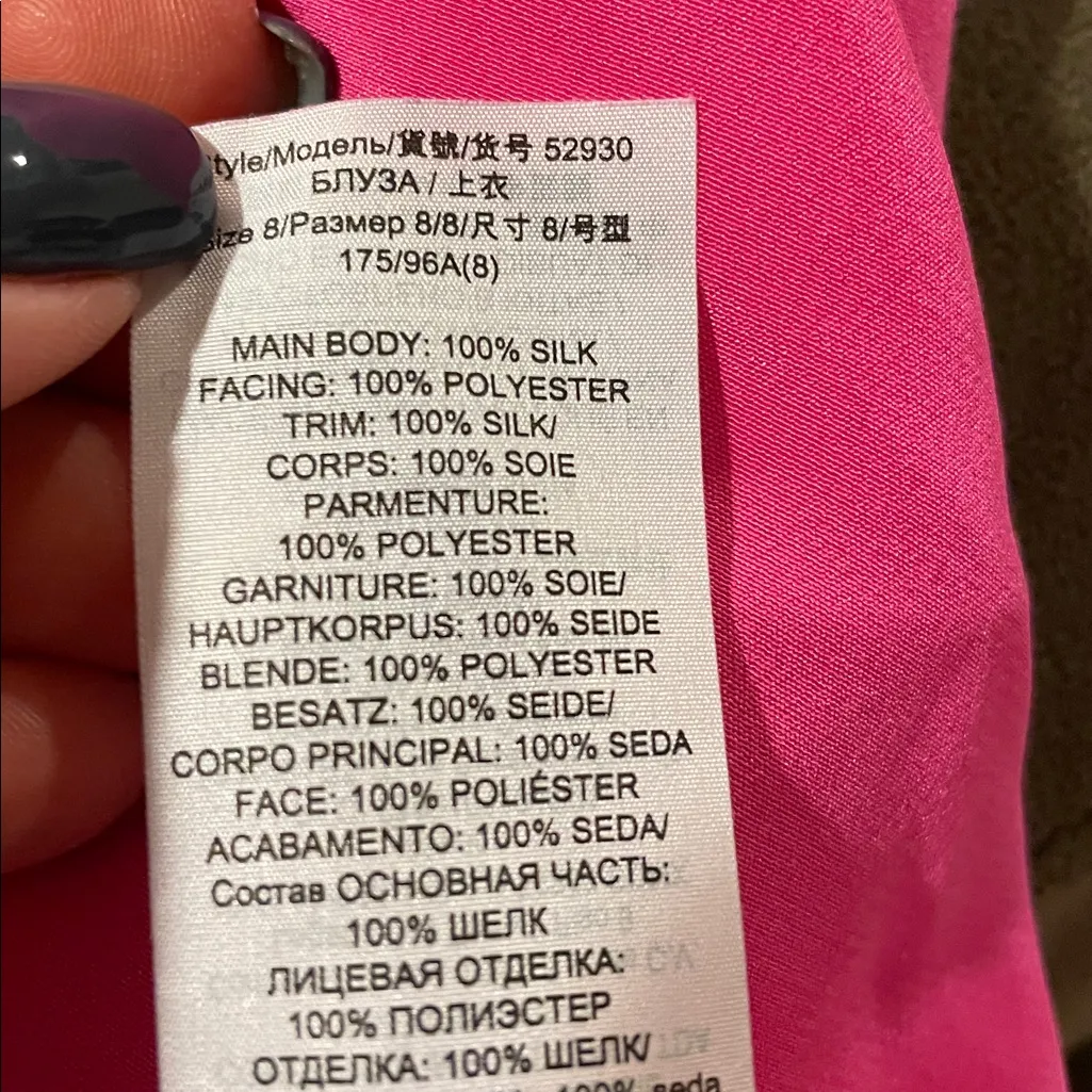 Tory Burch Vibrant Pink Silk Blouse with Bell Sleeves - Image 6