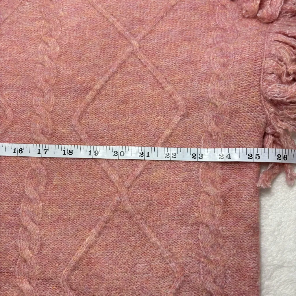BiBi Blush Fringe Cable Knit Women's Sweater Size L Pink Size L - Image 6