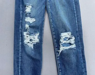 American Eagle  Stretchy Dark Wash Ripped Jeans  - Image 2