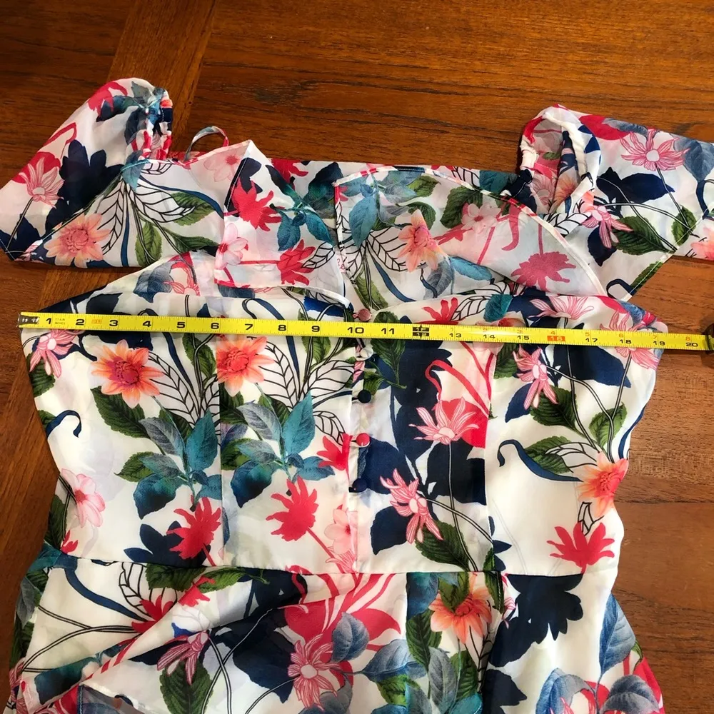 Parker Floral Pink Off Shoulder Cold Shoulder L - Image 10