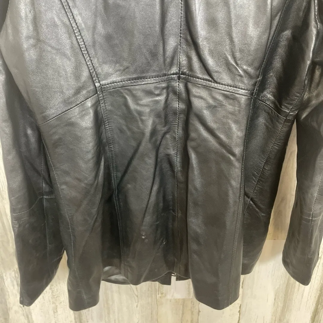 DANIER Vintage Leather Jacket Size S Black Biker Moto Two Way Zipper Grunge - Image 7