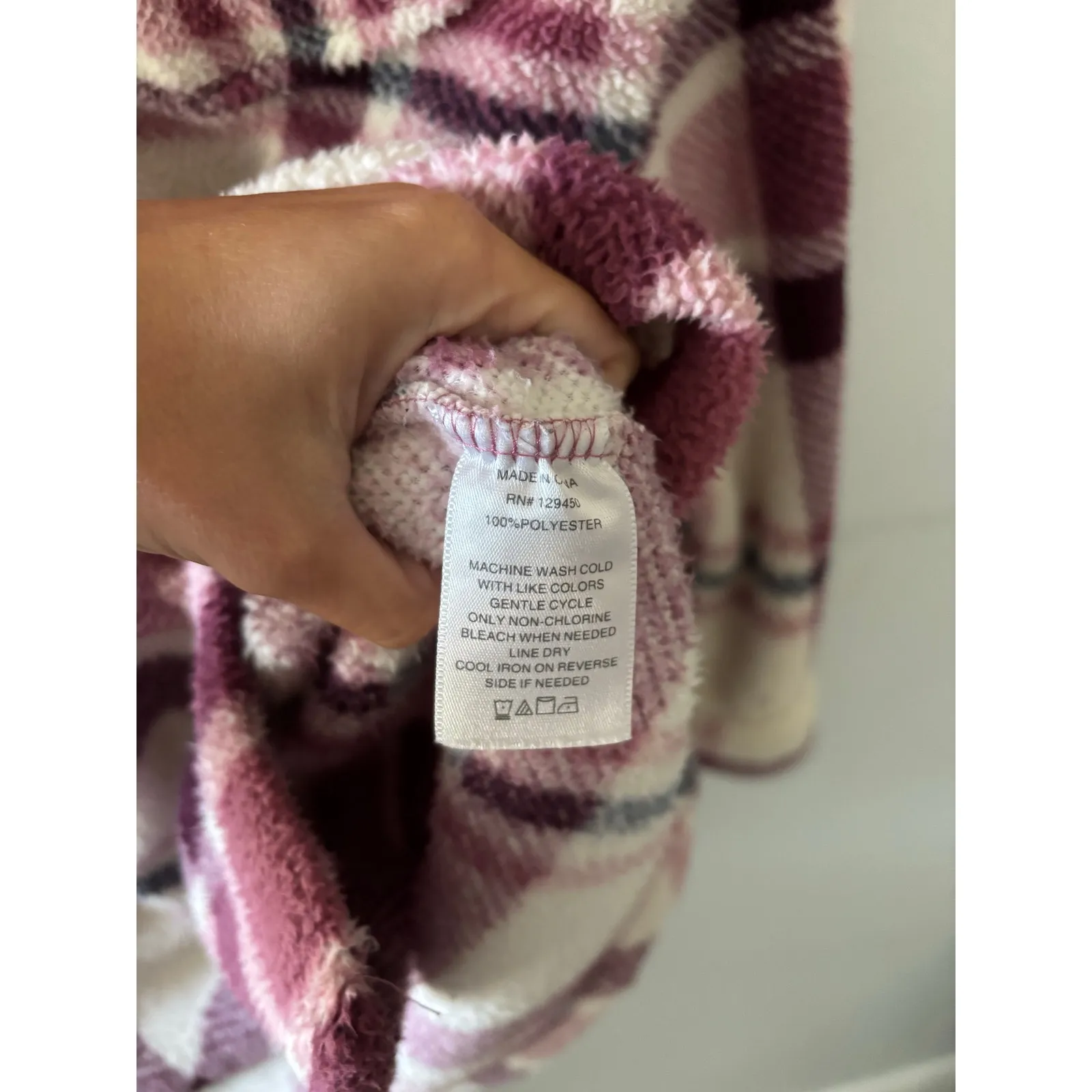 Berkley Jensen Womens Plaid Shacket Size Small Cream Purple Fleece Fall Autumn - Image 3