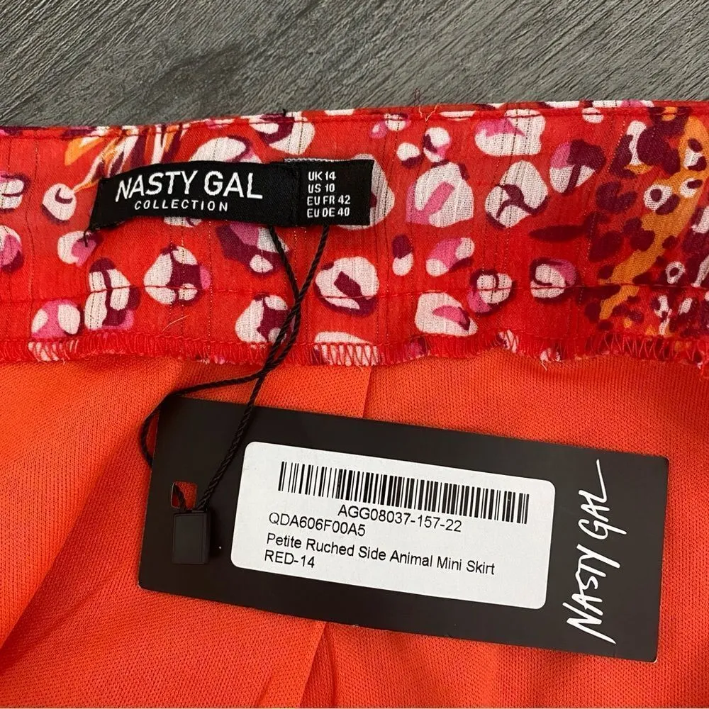 Nasty Gal Skirt Ruched Side Animal Mini NEW 10 Party - Image 4