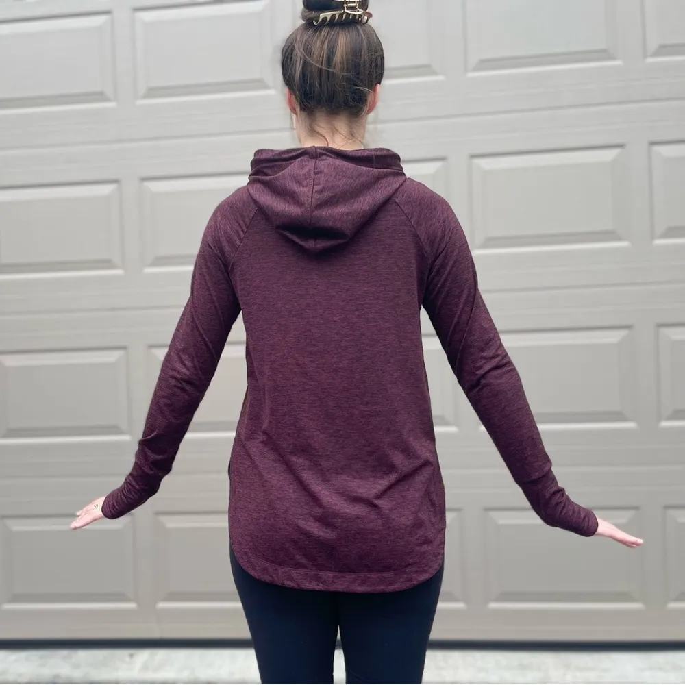 Athleta Burgundy Draped Cowl Neck Activewear Athleisure Hoodie Jacket Small - Image 4