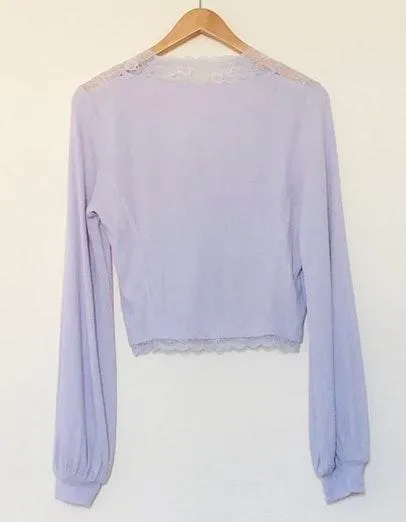 Free People Lilac Crop Top Medium - Image 4
