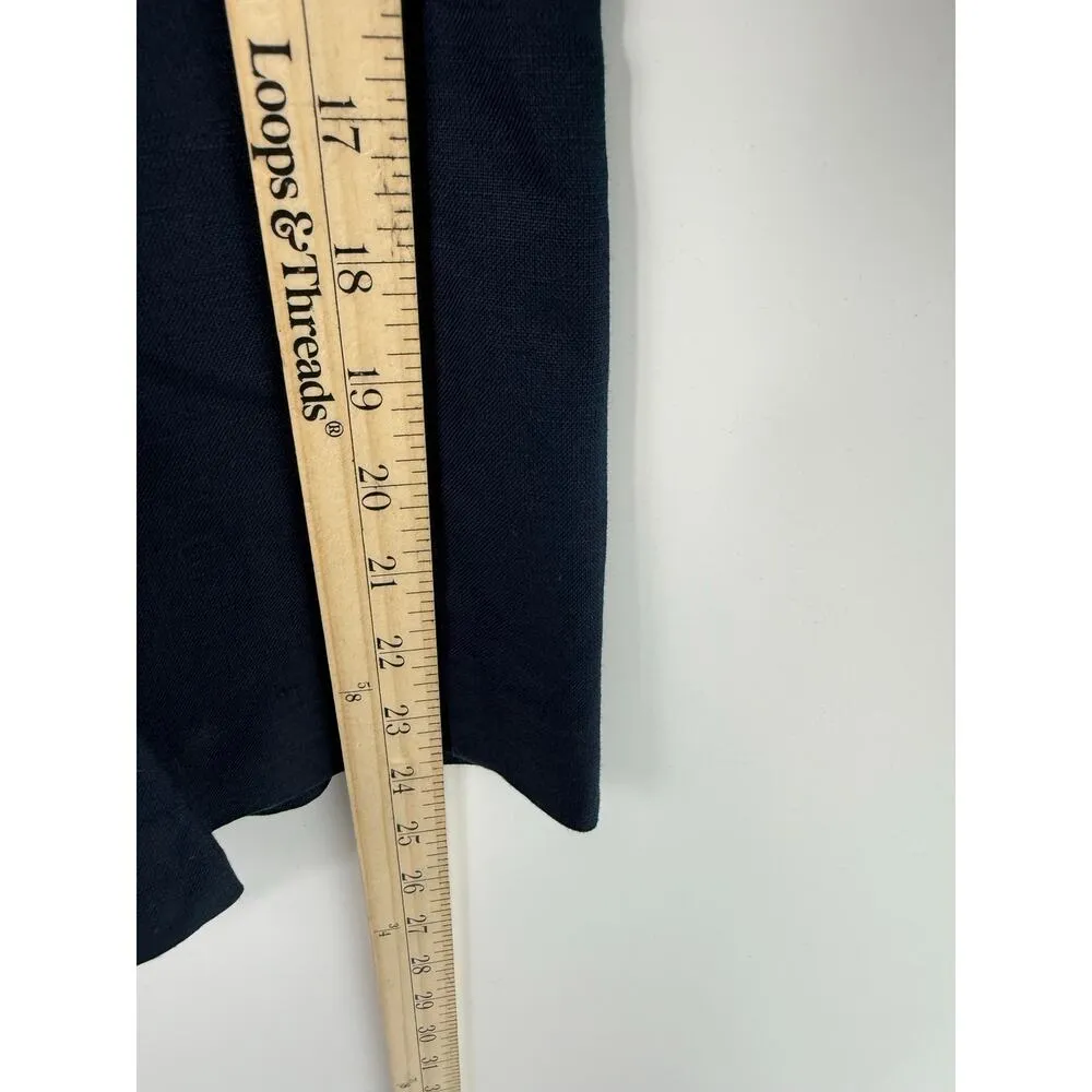 Brooks Brothers Red Fleece Linen Blend Pants Women 6 Navy Blue Straight Cropped - Image 6