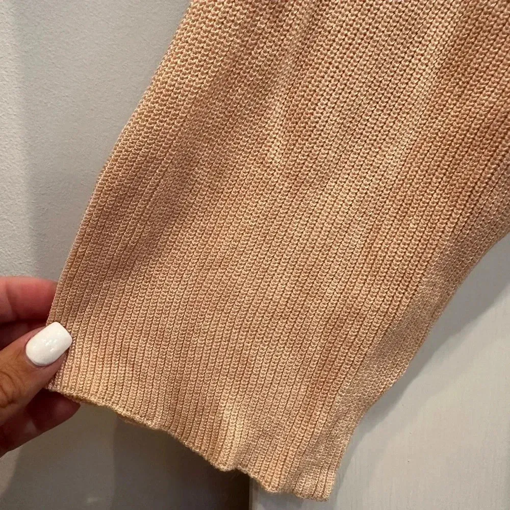 Coldwater Creek Coral Peach 100% Silk Knit Ribbed Sweater Cardigan Size Large L - Image 5