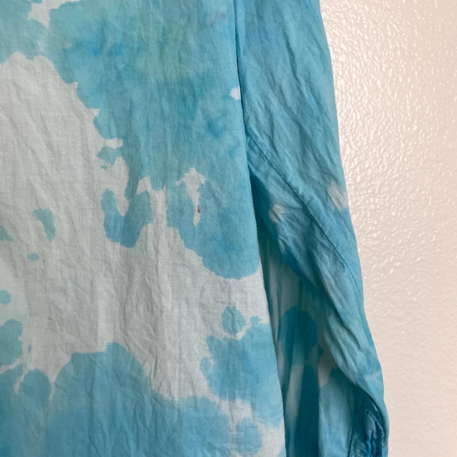 Xirena Shirt Womens XS Blue Long Sleeve Button Up Cotton Artsy USA *FLAW - Image 7