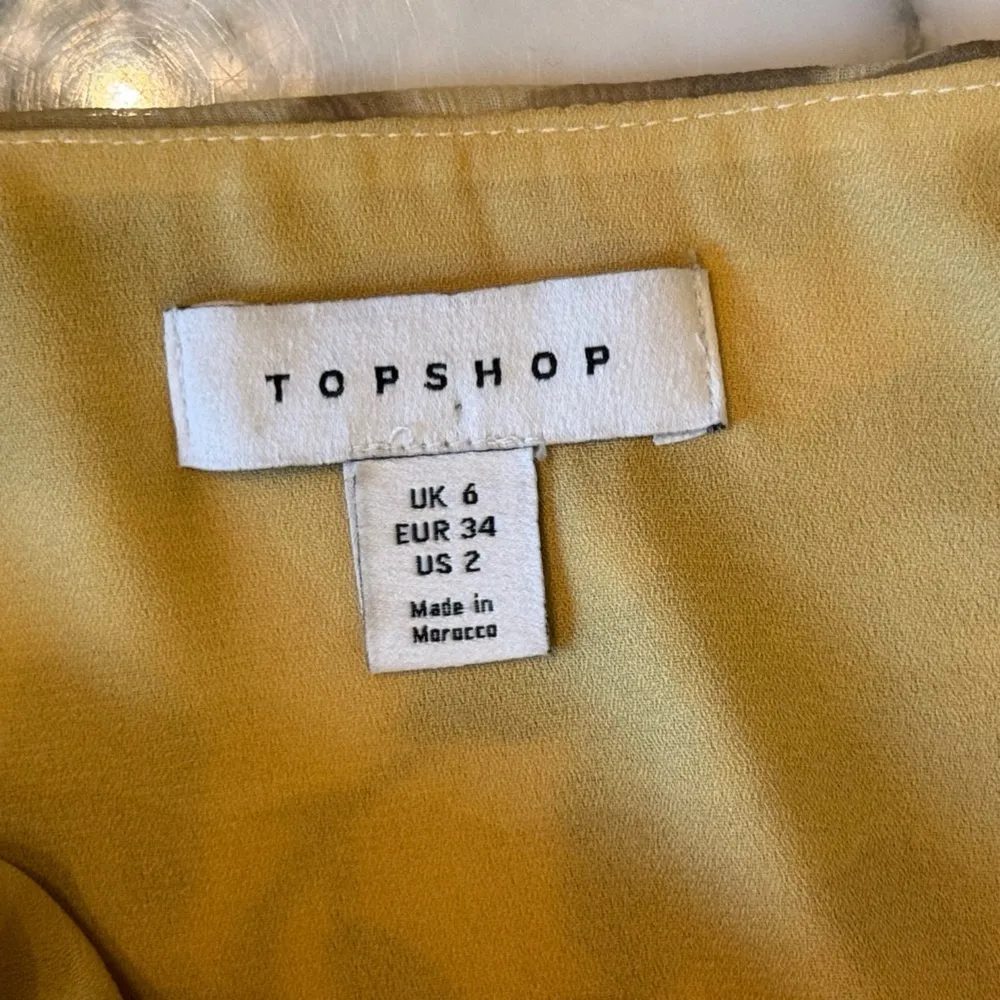 NWT Topshop Floral Print Babydoll Dress Yellow Black Chuck On In ASOS US 2 - Image 4