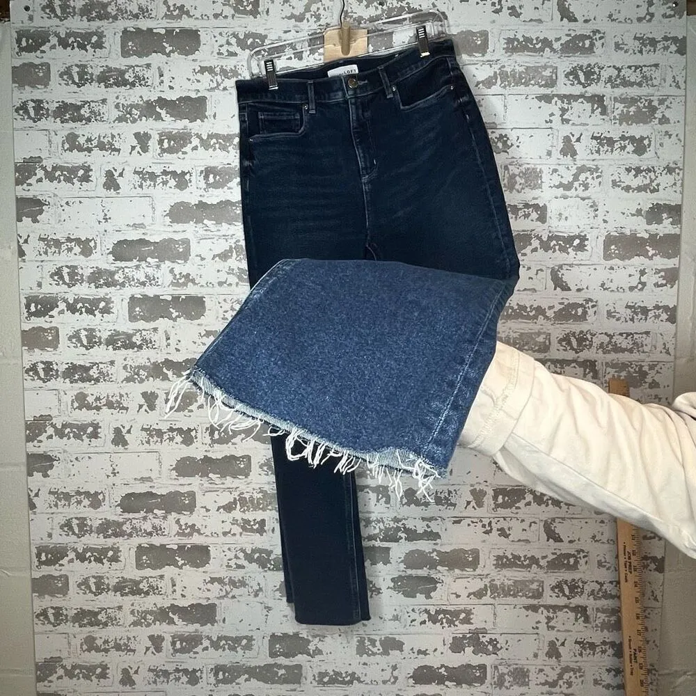 Loft | women dark wash high waist flare cropped - Image 9