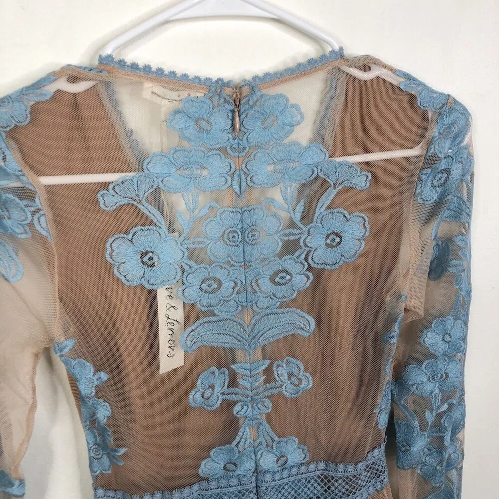 NWT For Love & Lemons Temecula Maxi Dress in Rainsong Light Blue Size XS - Image 5