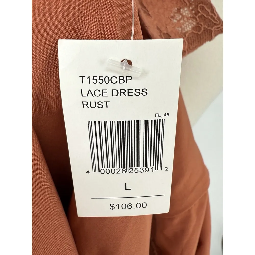 Molly Bracken Women's Large Orange Lace Button Down Sleveless Mini Dress Western - Image 13