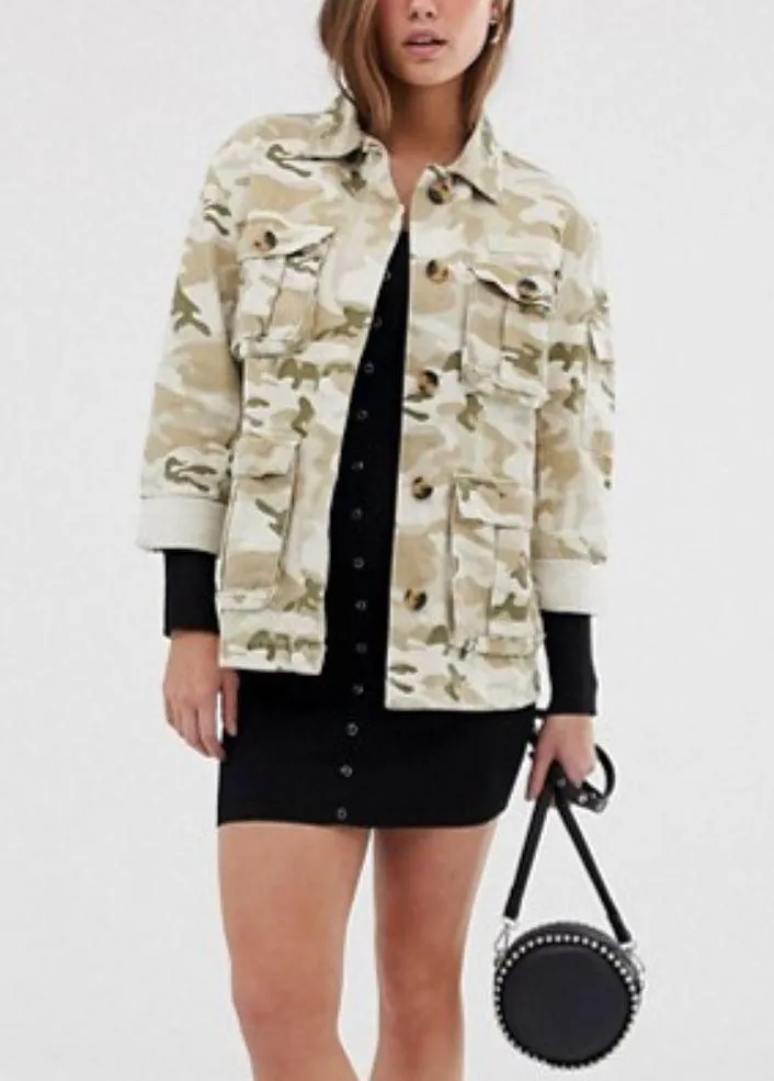 NWT Bershka natural camo army jacket in beige - Image 3