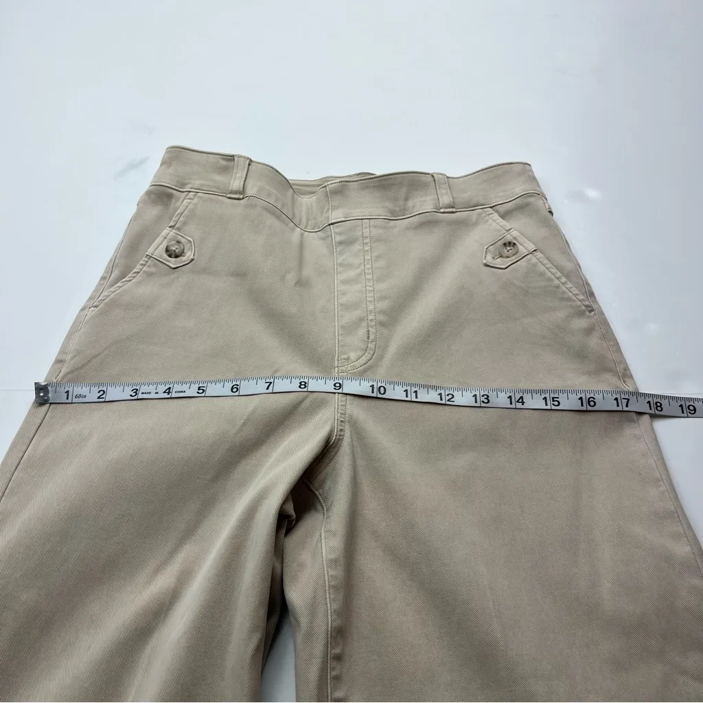 SPANX Tan Khaki Wide Leg Womens Size Medium Button-Detail Pants Pull-On *FLAW - Image 10