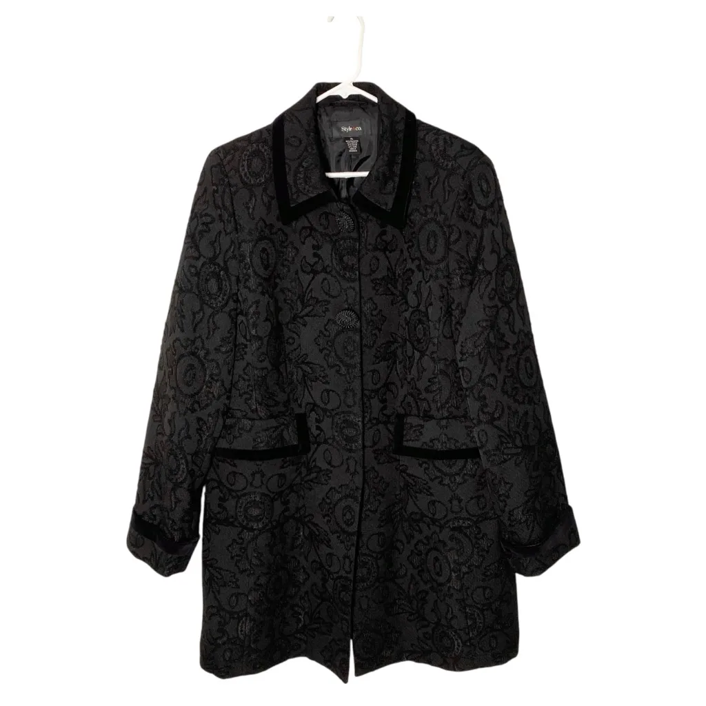 VINTAGE STYLE & CO. Jacquard Mid-Length Coat - Image 4
