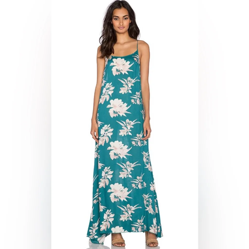 Free People Intimately Maxi Floral Strappy Dress in Emerald size XS - Image 5