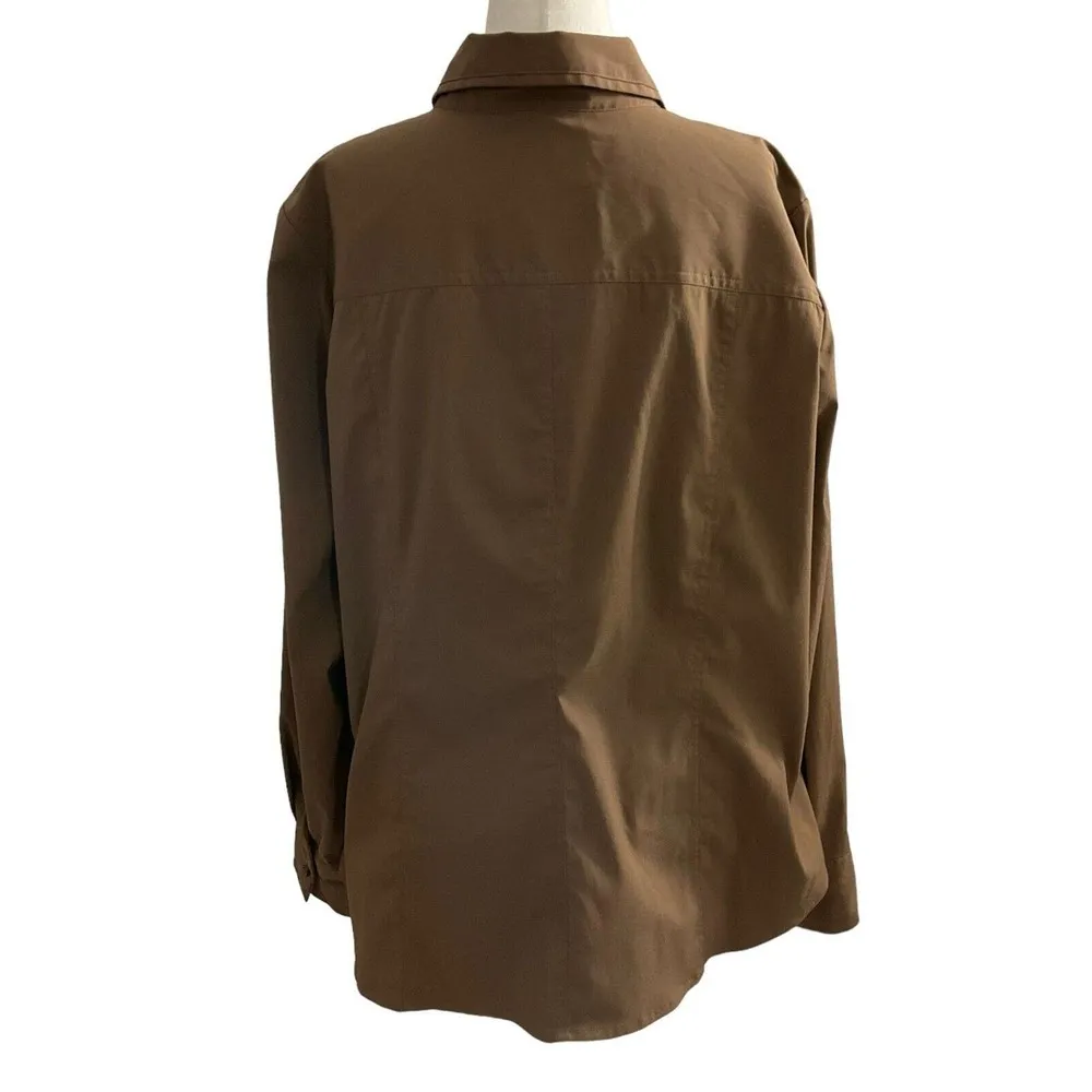 Lane Bryant Women Plus Size 18/20 Brown Button Up Shirt Collared (24-409) - Image 3
