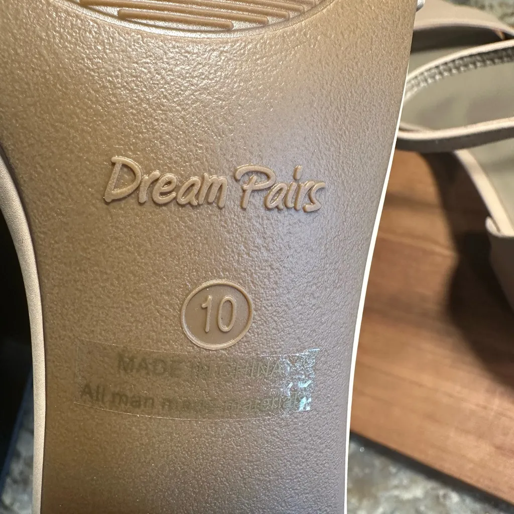 Dream Pairs Size 10 Nude Open Tor Pump Ankle Strap Chunky Heel Sandal - Image 9