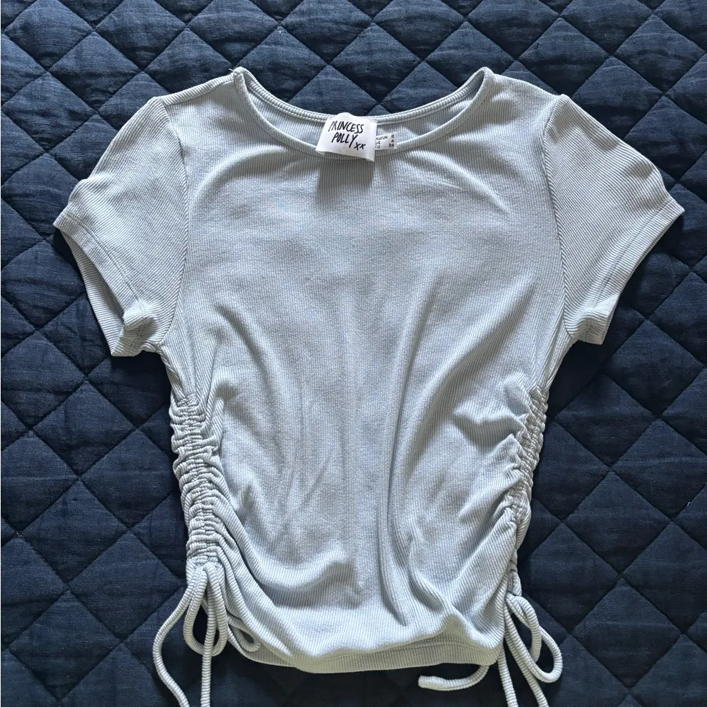 Princess Polly Blue Side-Tie Crop Top - Image 2