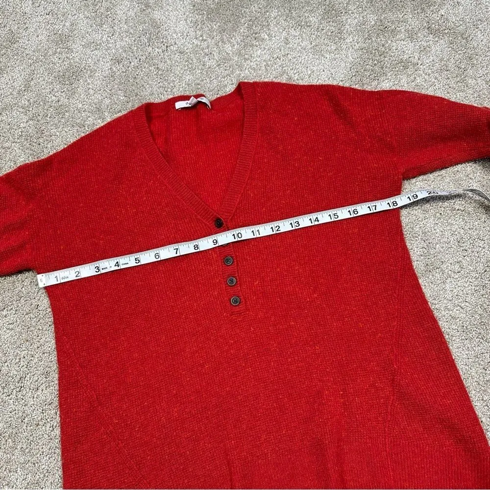 Madewell Asherton Waffle Henley Sweater Wool Alpaca Blend in Heather Poppy XS - Image 13