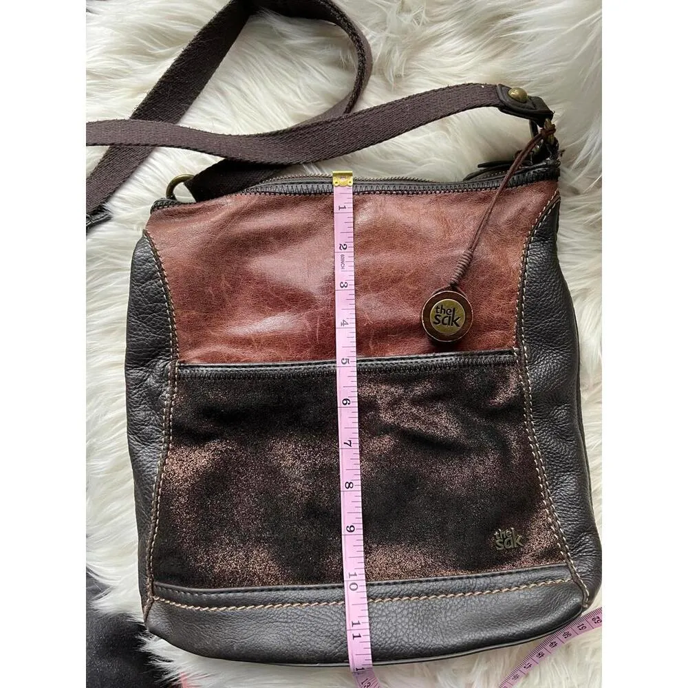 Stylish The Sak Leather Crossbody Bag - Brown and Bronze - Image 2