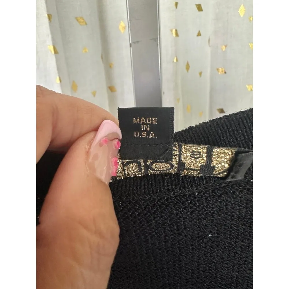 St. John Basics Santana Knit Button Down Tunic Cardigan Sweater Gold Hardware 4 - Image 6