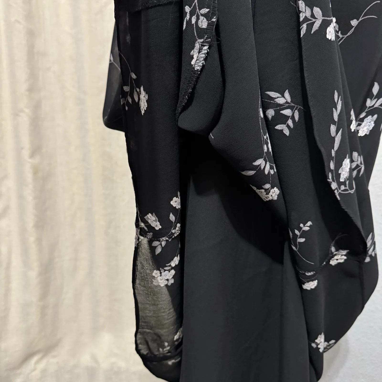 Vintage Jones New York Dress Womens 10 Black Chiffon Floral Maxi Y2K Fairy Goth - Image 6