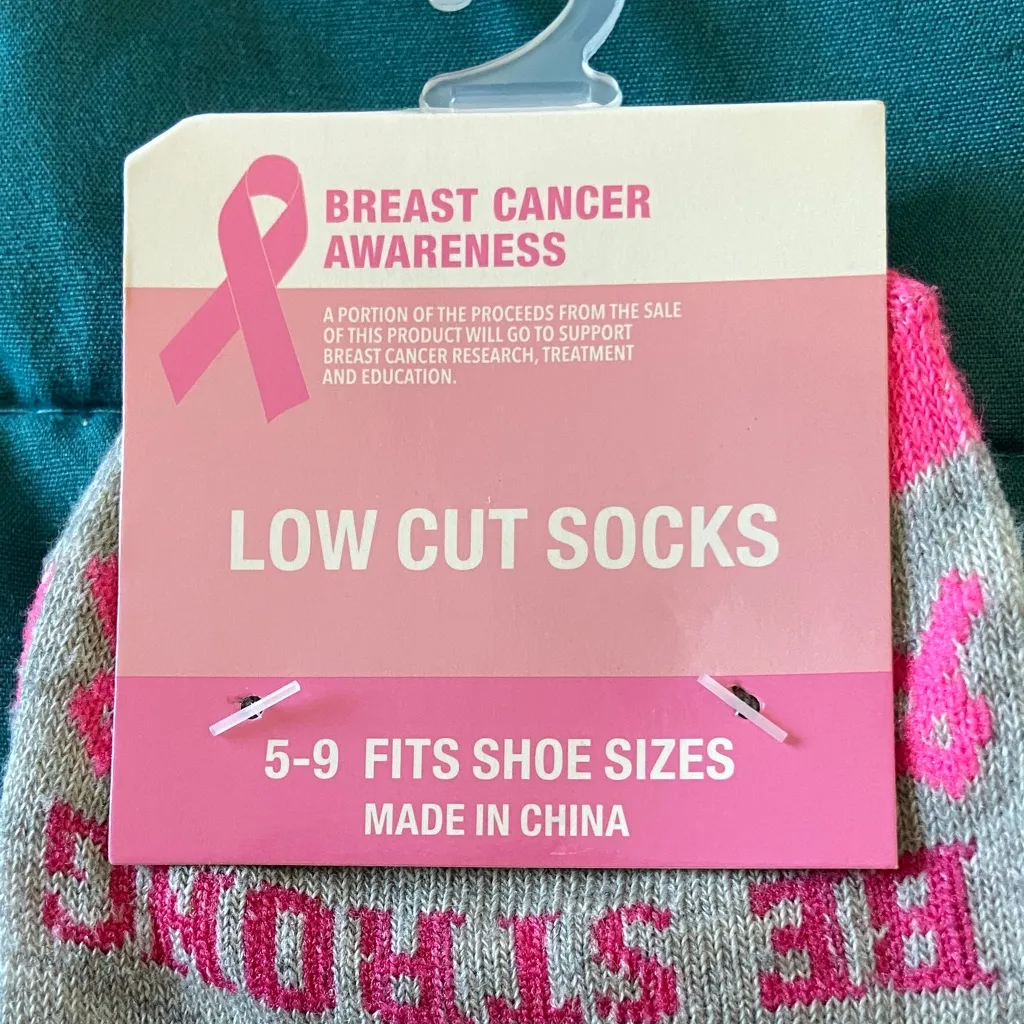 Breast Cancer Awareness Gray and Pink Low Cut Socks - Image 3