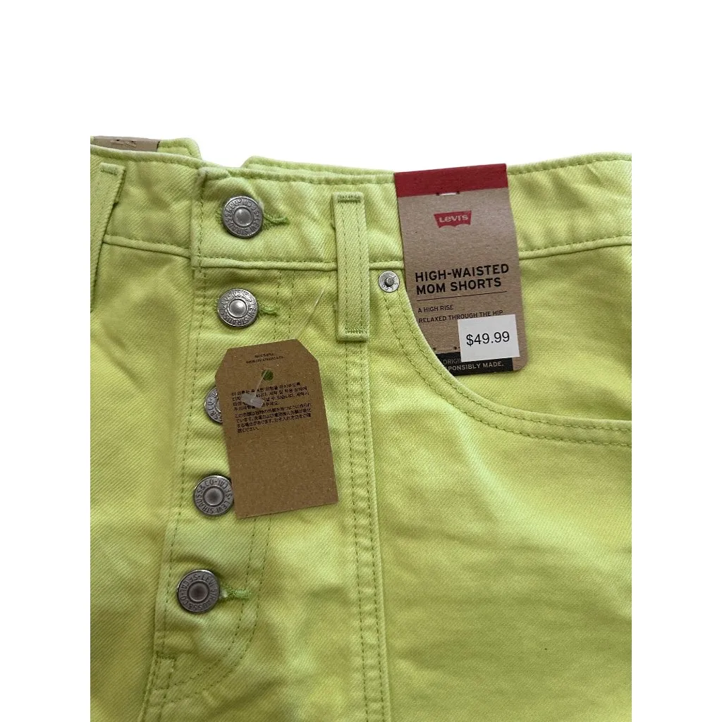 LEVIS High Waisted Lime Denim Mom Shorts Size 27 NEW - Image 7
