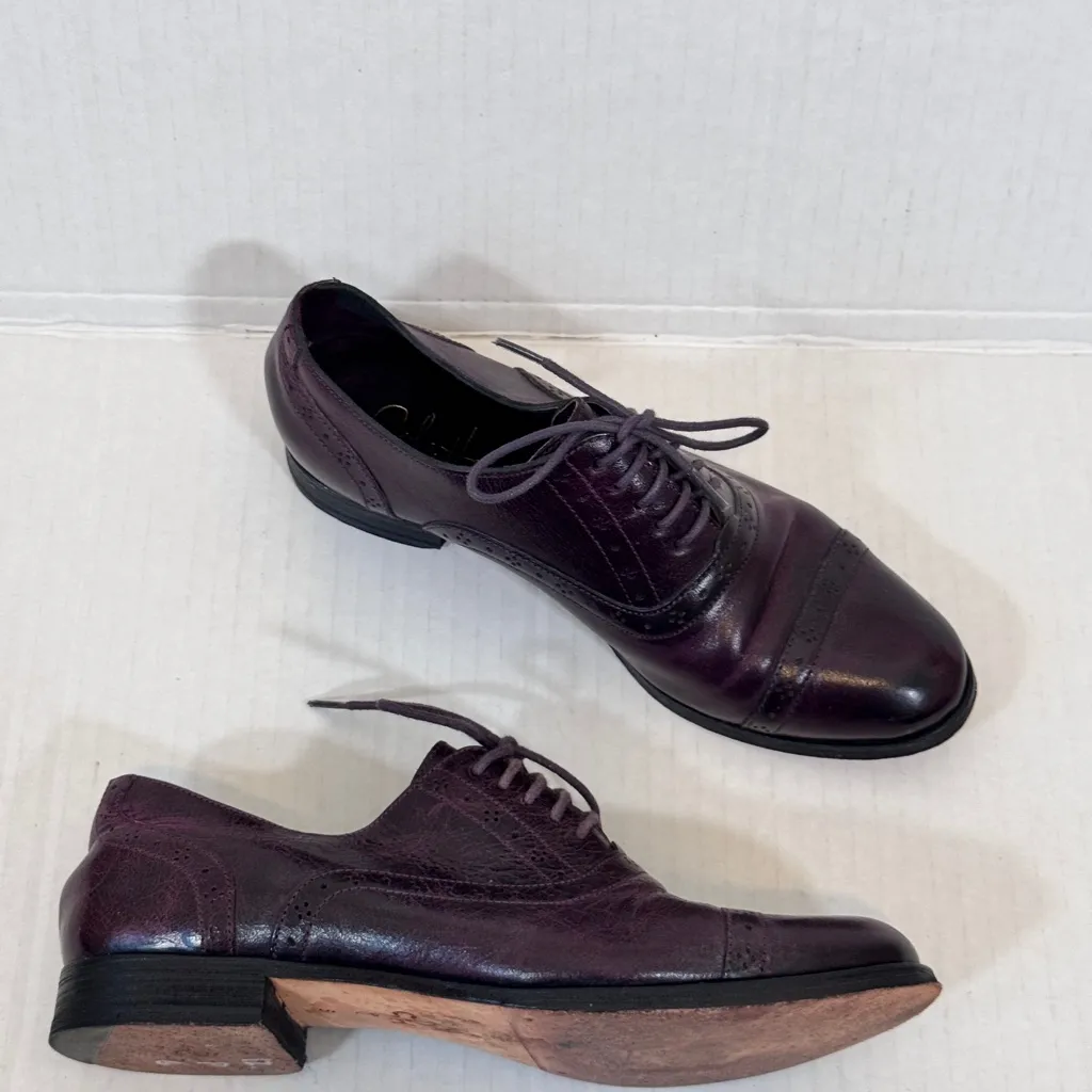 Cole Haan Purple Leather Oxford Loafers Womens 6 Preppy Dark Academia Shoes - Image 11