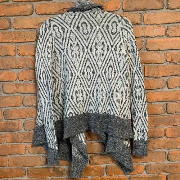 Abercrombie & Fitch Cardigan Womens Size XS/S Gray White Open Front‎ Geometric - Image 3