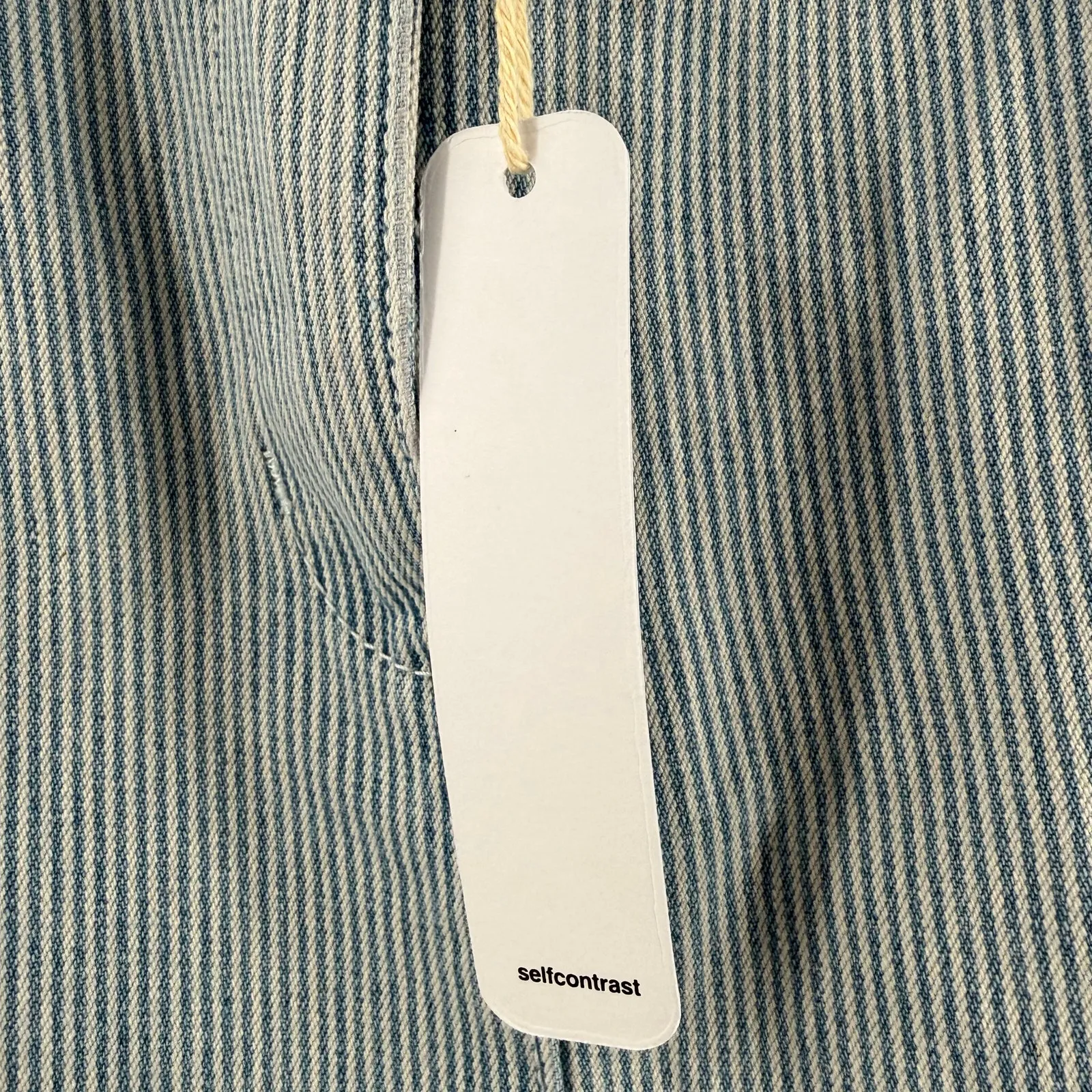 Self Contrast Skirt Women's Small Eliana Pencil Midi Denim Pinstripe Blue NWT - Image 7