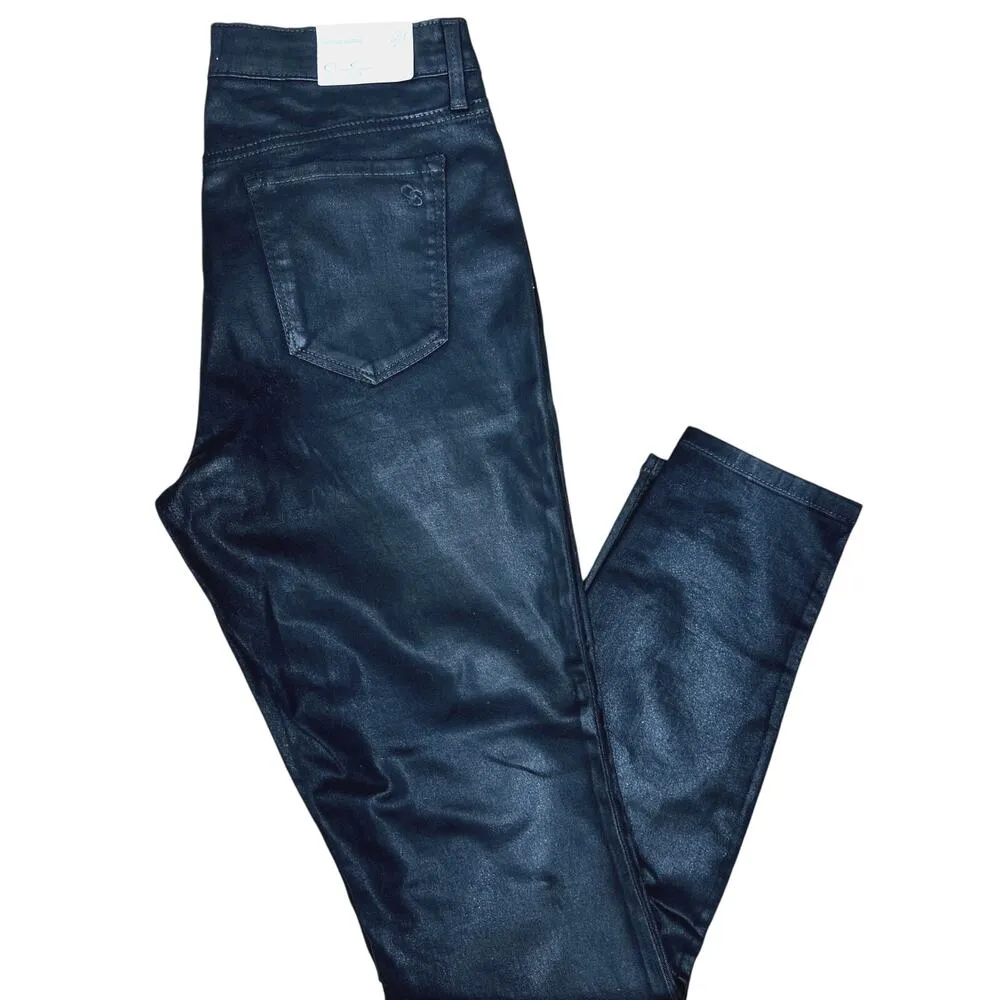 Jessica Simpson Mid Rise Skinny Jeans Shiny Black 8 (29) - Image 7