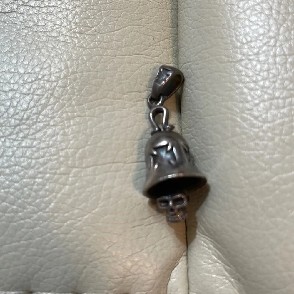 Skull Design‎ Silver Bell Shape Statement Edgy Pendant - Image 2