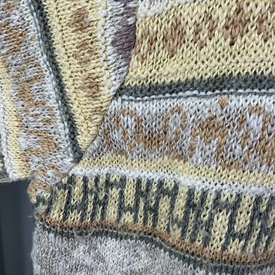 Talbots Women's Cardigan Sweater M Irish Linen Blend Button Front Knit Beige VTG - Image 6