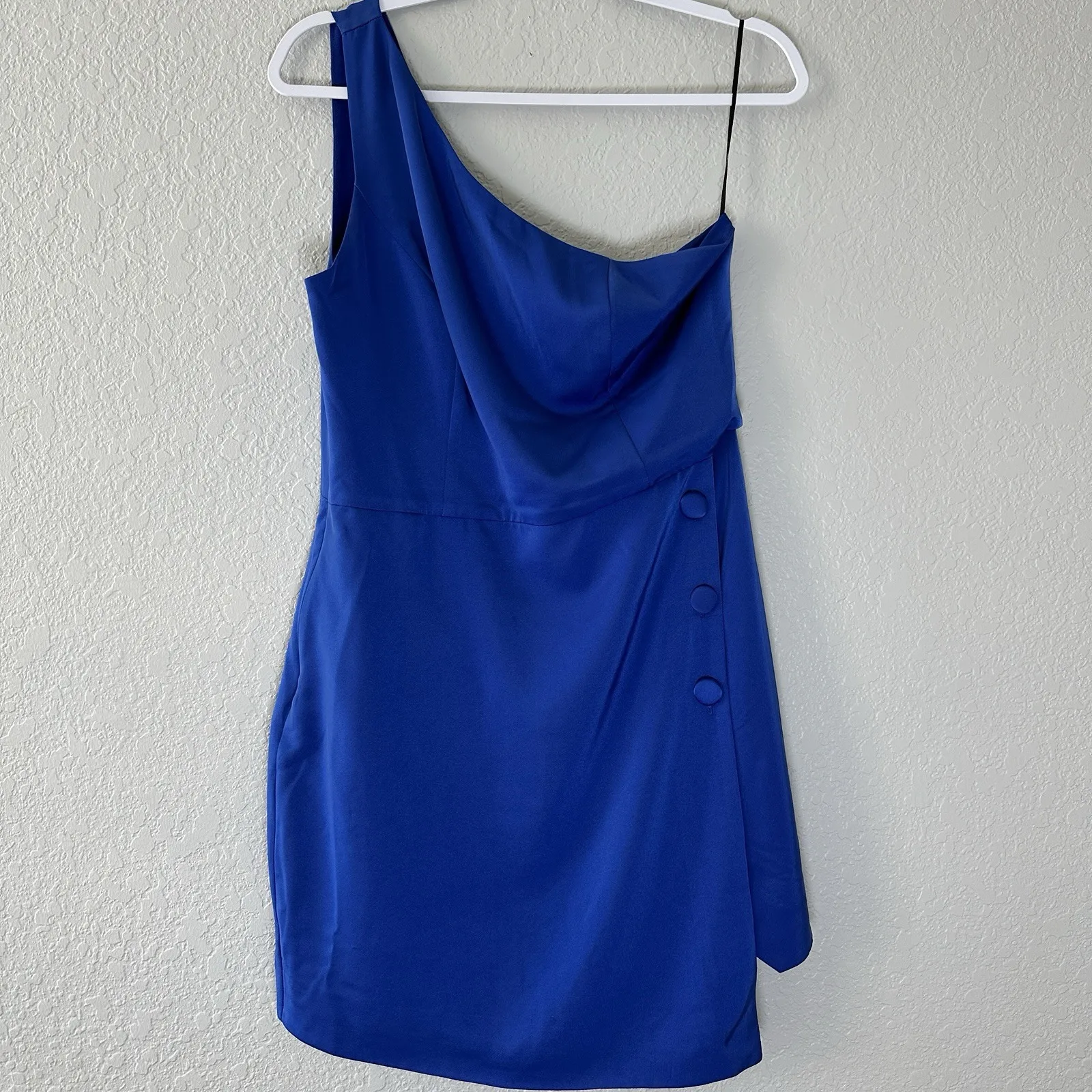NBD X Revolve 2024 Tere Mini Dress‎ Bright Cobalt Blue One Shoulder Women's SZ L - Image 4