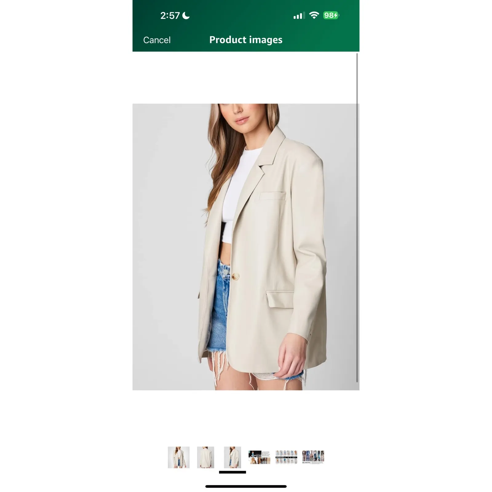 BLANKNYC Oversized Faux Leather Blazer Coat Light Beige Med - New W/ Tags - Image 3