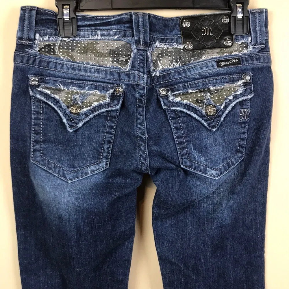 Miss Me Women’s Rhinestone Embellished Camouflage Detail Boot Cut Denim Jeans - Image 8