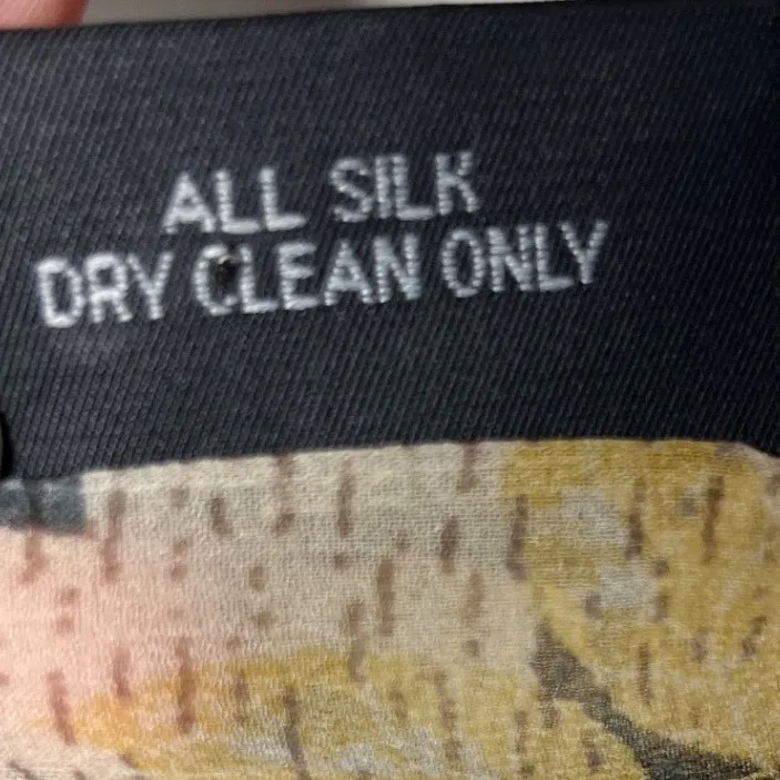 Abstract Leaf Print Silk Scarf Gray Green Yellow Kenneth Cole New York - Image 6