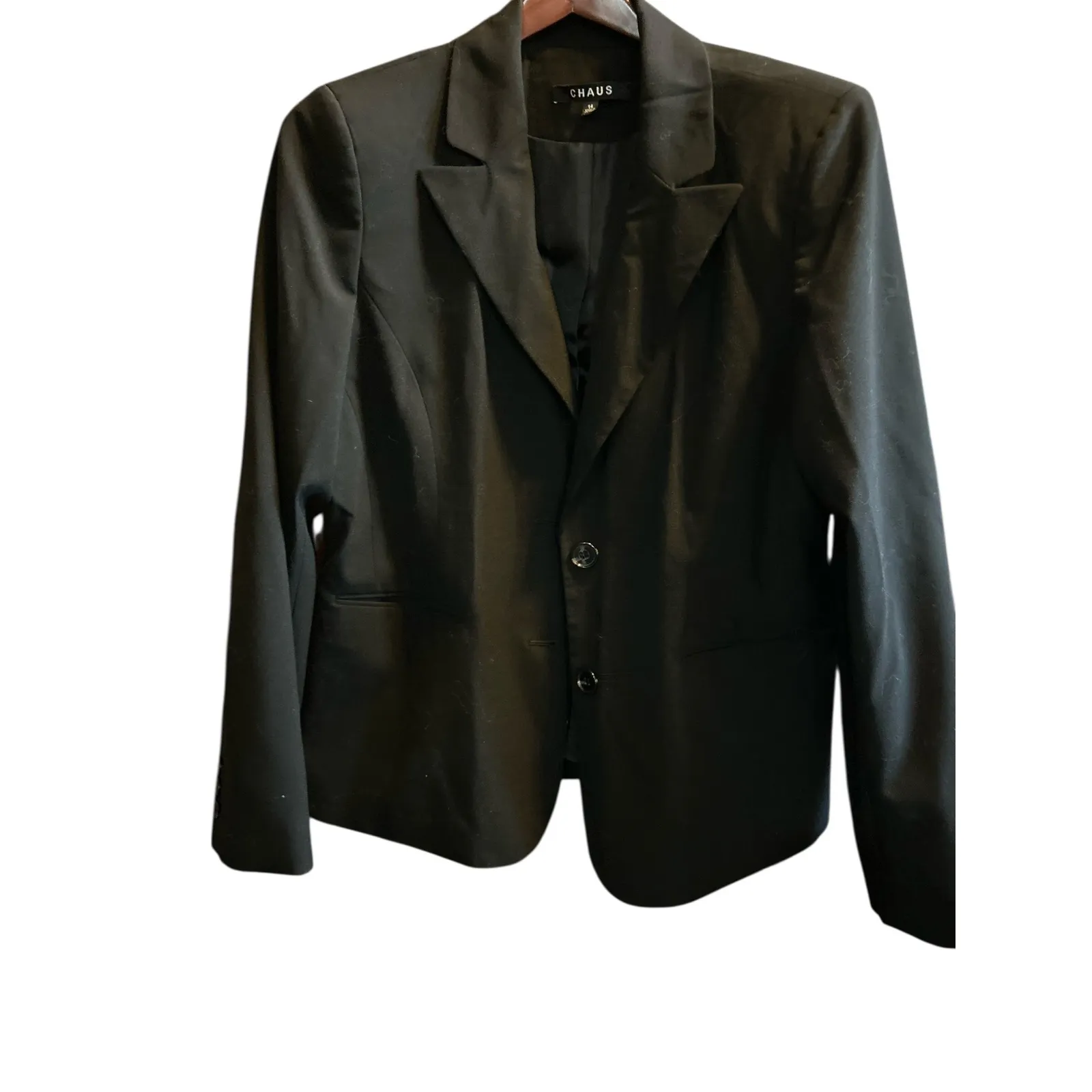 Chaus Womens Black One Button Blazer Jacket Size 14 Professional Office - Image 8