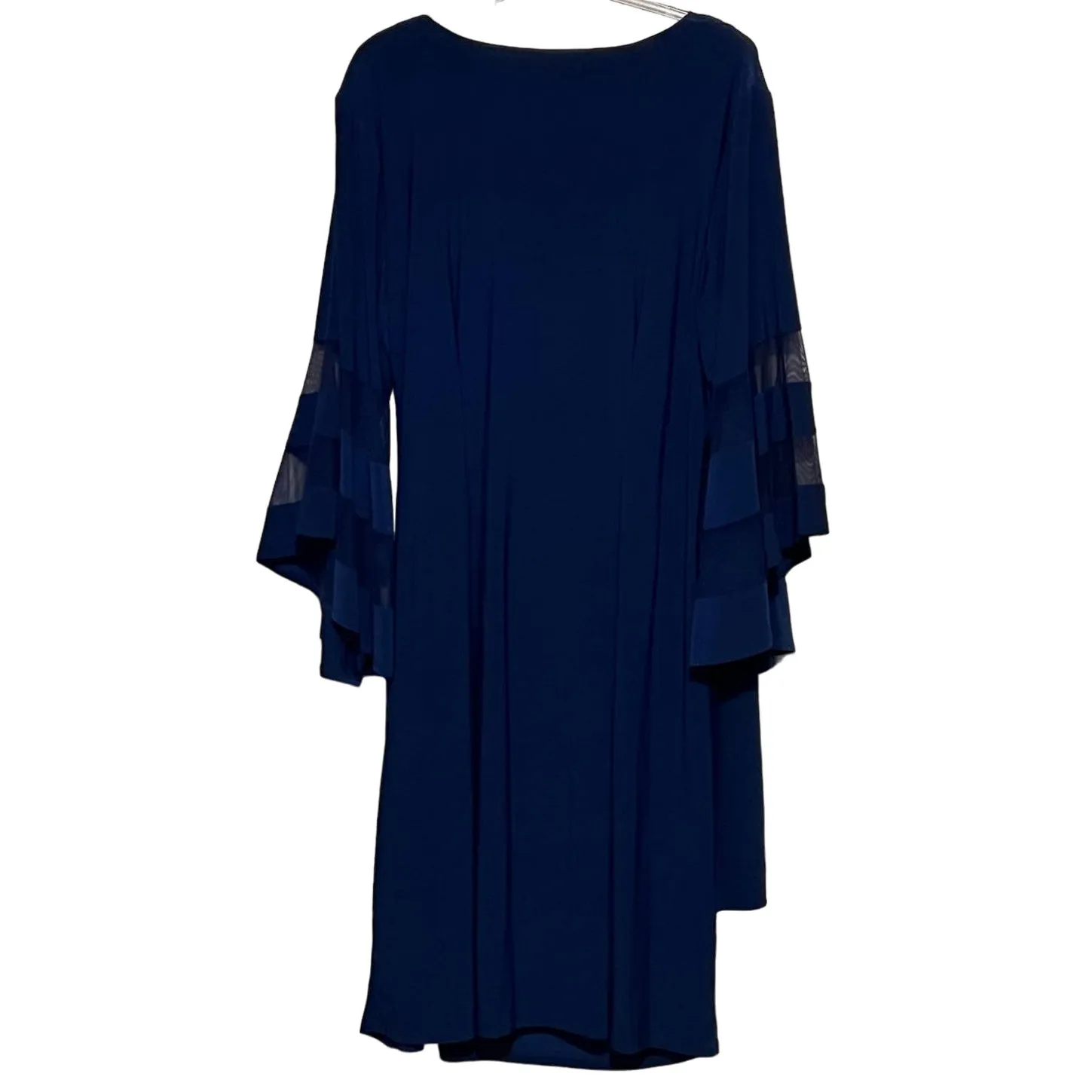 R & M Richards Women's Royal Blue Wrap Dress Sheer Bell Sleeves Size 20W - Image 2