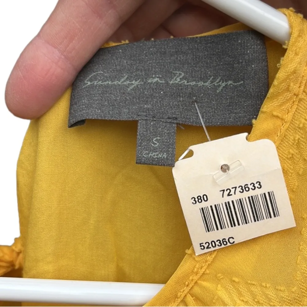 Like New Sunday in Brooklyn Tiered Back Bow Dress Yellow Size Small - Image 2