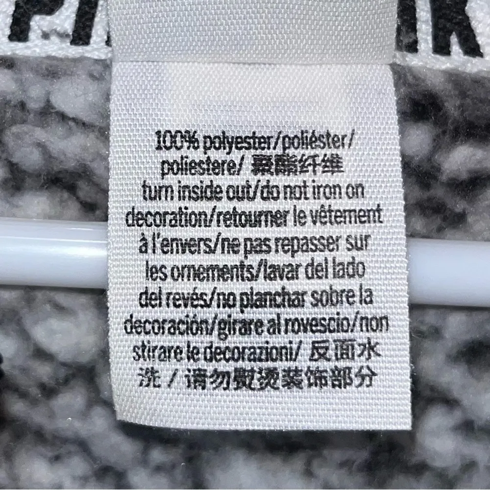 PINK VICTORIA’S SECRET White Black Fuzzy Sherpa Half Zip Pullover Medium - Image 13