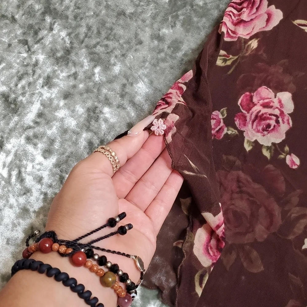 Avon Rose Print Sheer Slip Pink Size M - Image 2