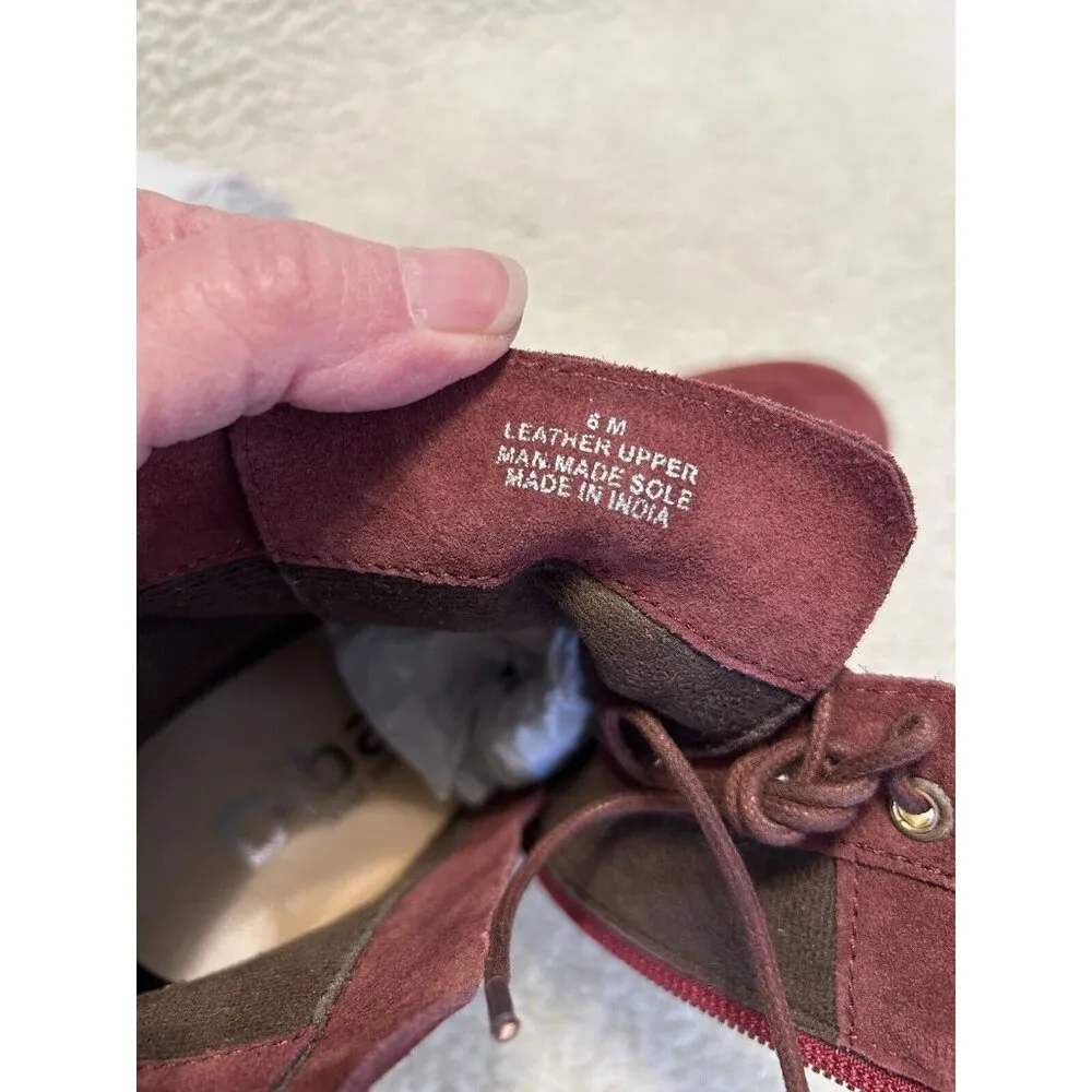 Diba Blake Suede Leather Bootie Burgundy Ankle Boot Lace Up Wedges Size 6 Red - Image 6