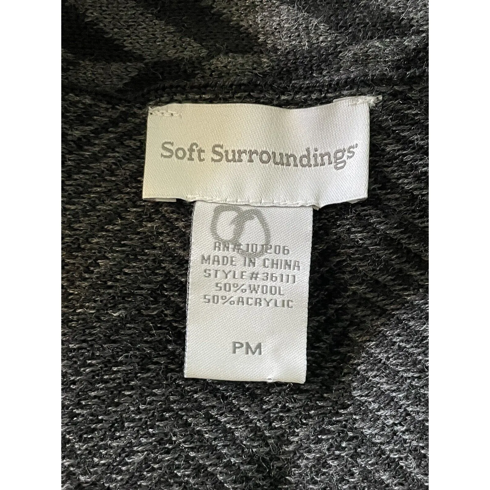Soft Surroundings Gray Wool Blend Long Cardigan Herringbone Size Petite Medium - Image 9