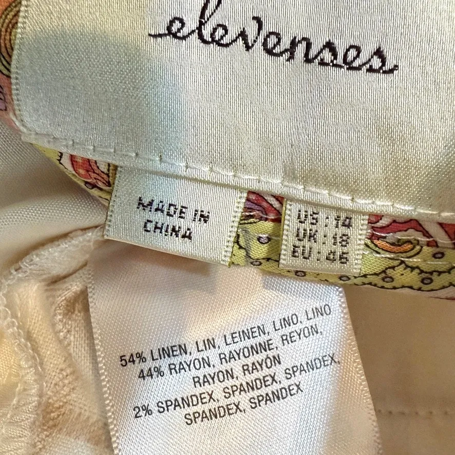 Anthropologie elevenses 14 linen embroidered pleated culottes P3 2925 - Image 5